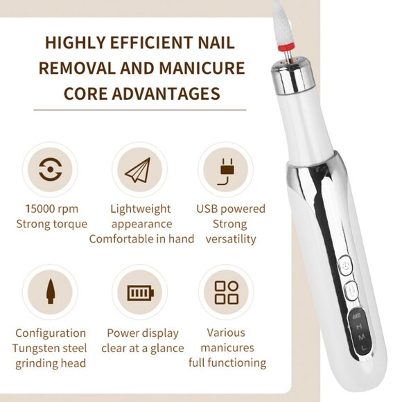 Cordless Nail Drill Pen Machine Nail Cuticle Portable 13 in 1 Kit(1 set) - Picture 11 of 16